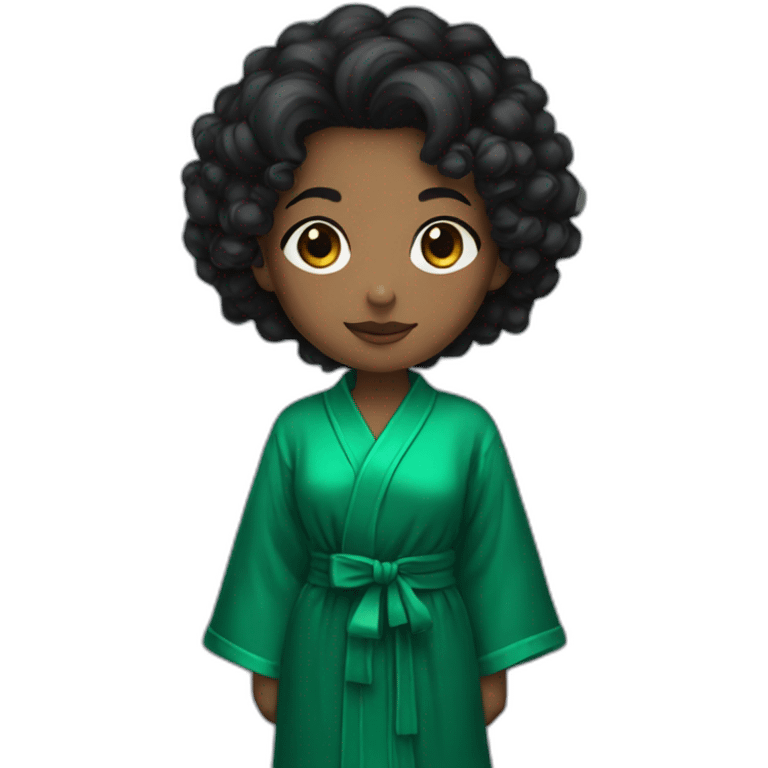 girl in a green emerald robe, with short, curly black hair emoji