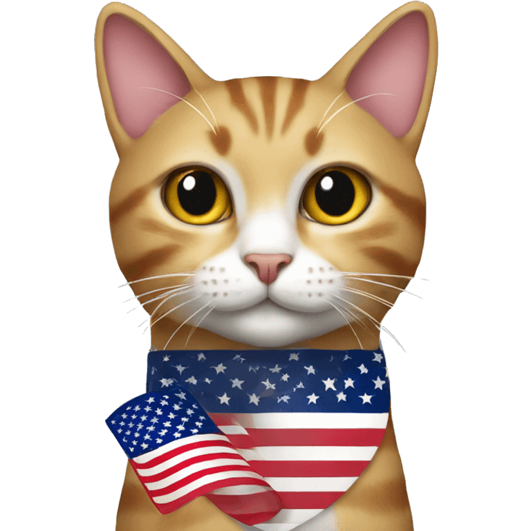 a cat with the american flag emoji