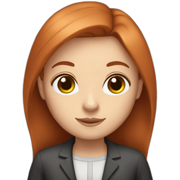 redhead, straight hair in the middle, black eyes teacher emoji