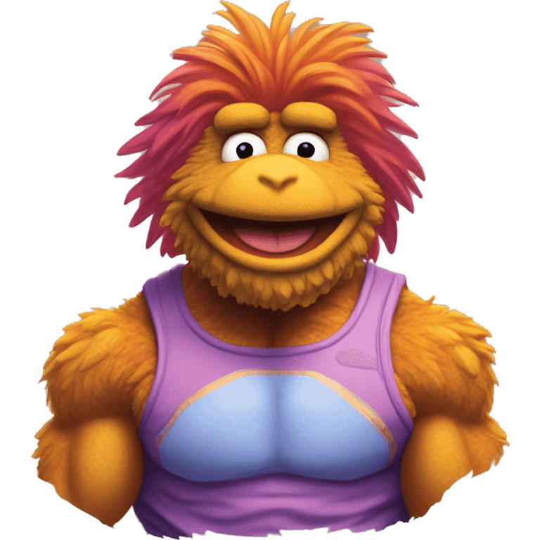 Attractive Detailed image of  fraggle rocks hot muscle trainer sunset colored emoji