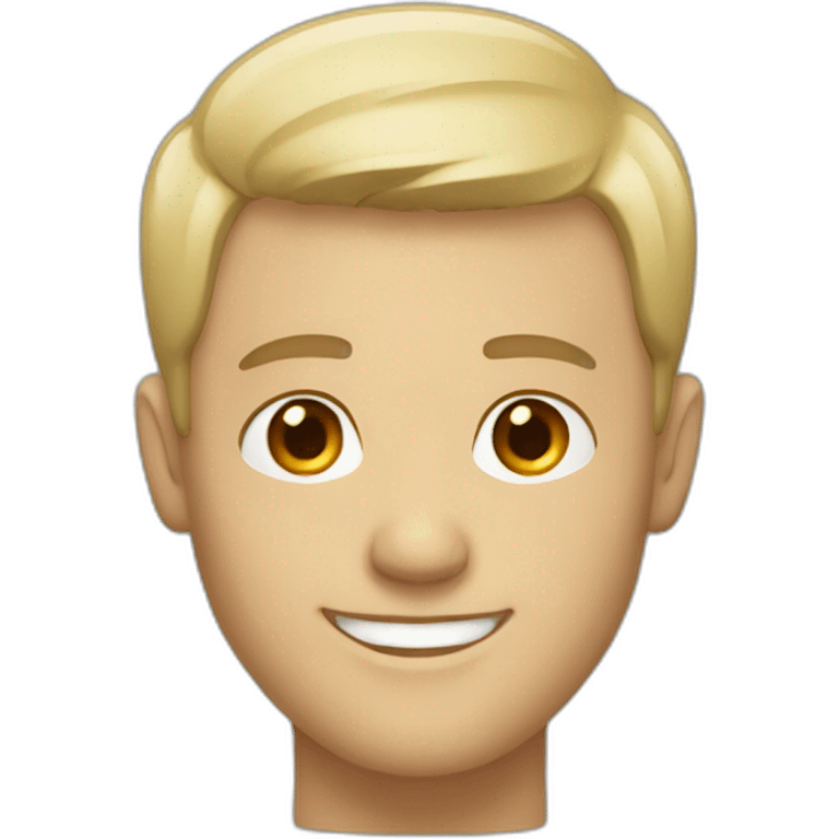 White man with short hair and smile emoji