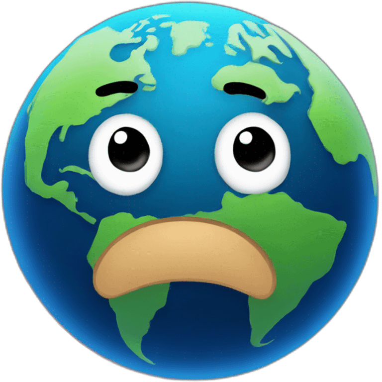 planet Earth with a cartoon saluting face emoji