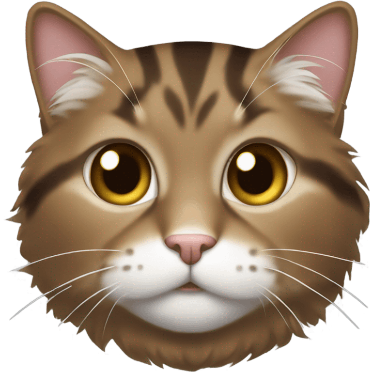 fluffy brown tabby cat with white neck and chest emoji