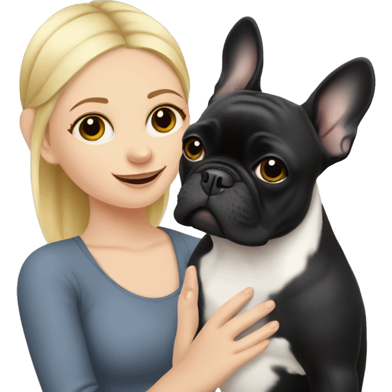 black french bulldog with blonde girl emoji