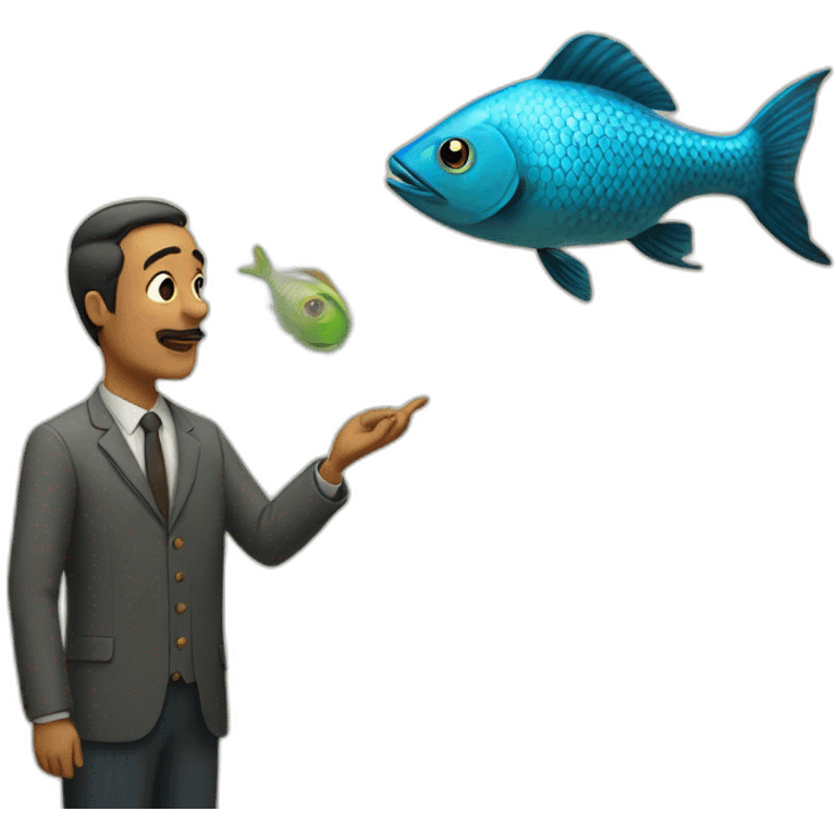 Fish teaching a man emoji