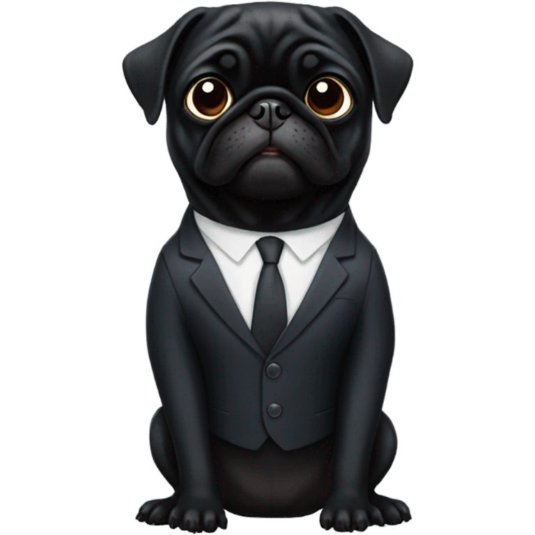 black pug wearing a suit emoji