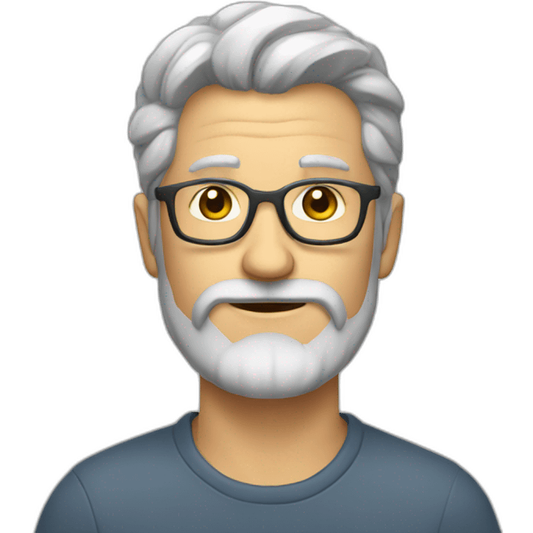 Middle aged hipster no hat with beard silver hair emoji