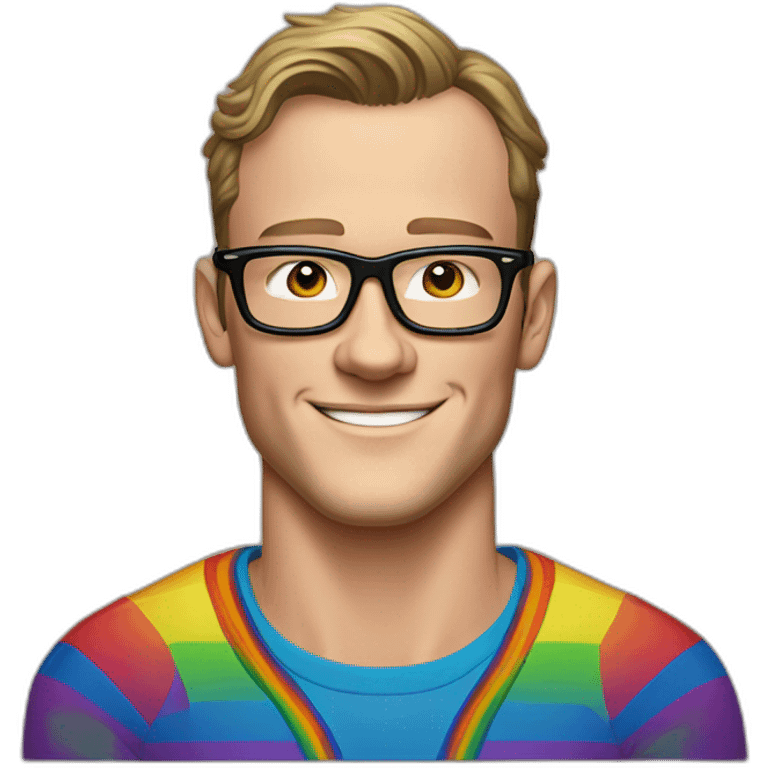 Jonathan Toews wearing glasses and rainbow clothes emoji