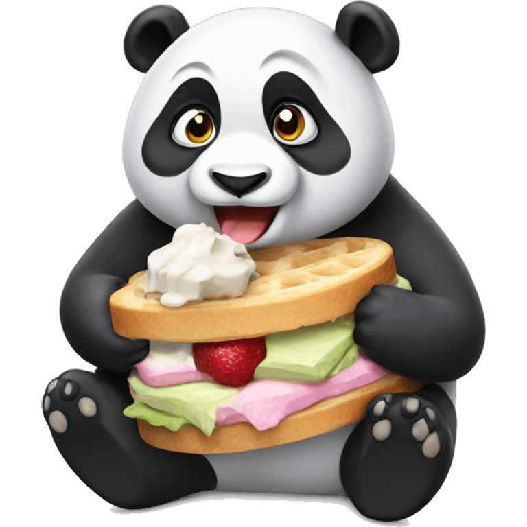 Panda eating ice cream and on top of a sandwich  emoji