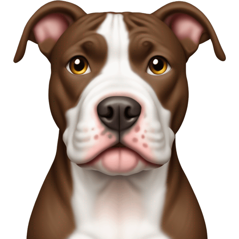 Schokobrauner pitbull mit vertikalem weißen Strich von Nase bis Stirn emoji