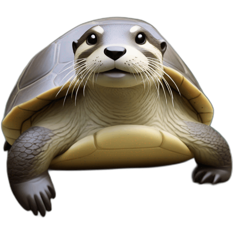 Une loutre sur une tortue emoji