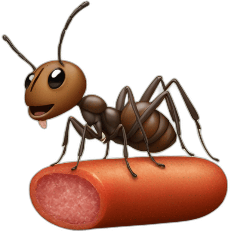 Ant holding saucage emoji