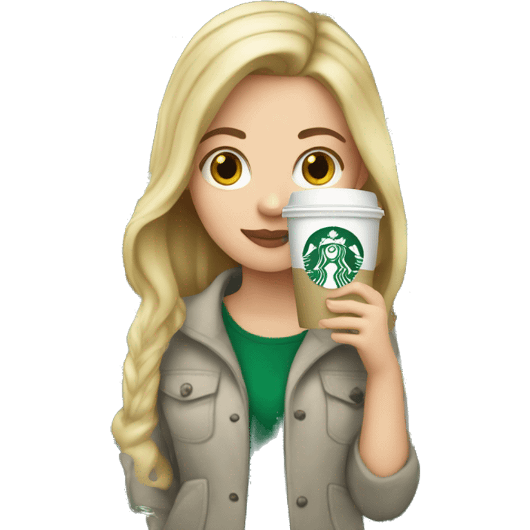 White girl holding Starbucks  emoji