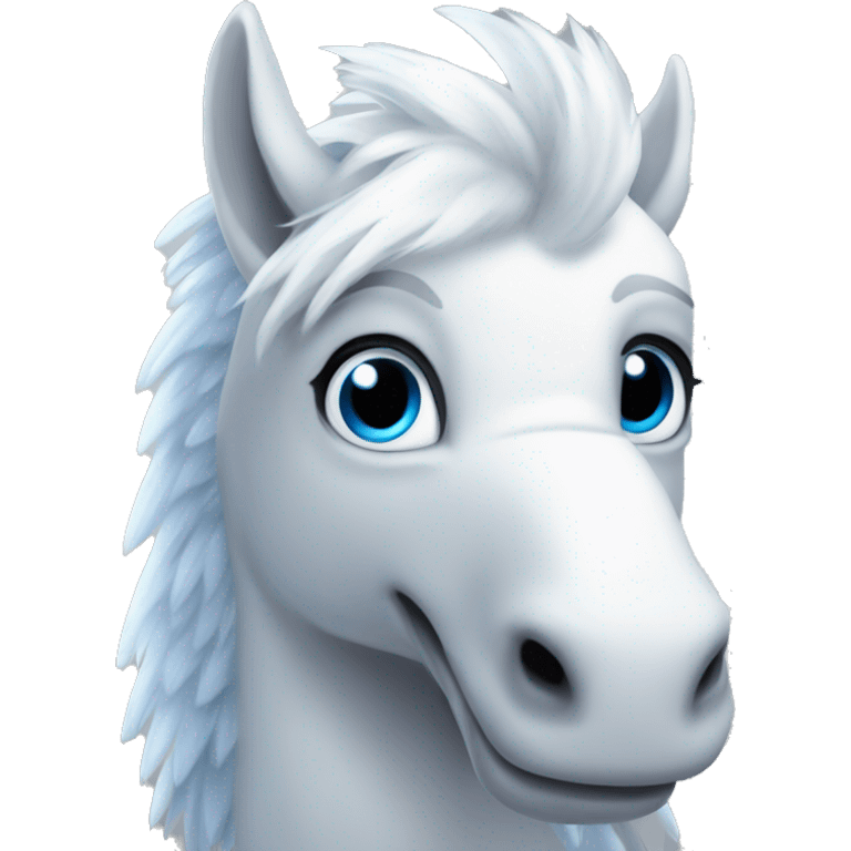 White hippogriff withe blue eyes emoji