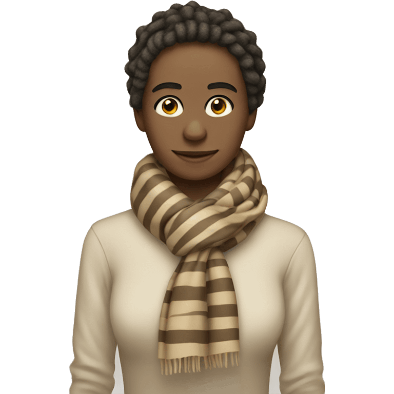 A long, striped scarf wrapped in loops, beige colors emoji