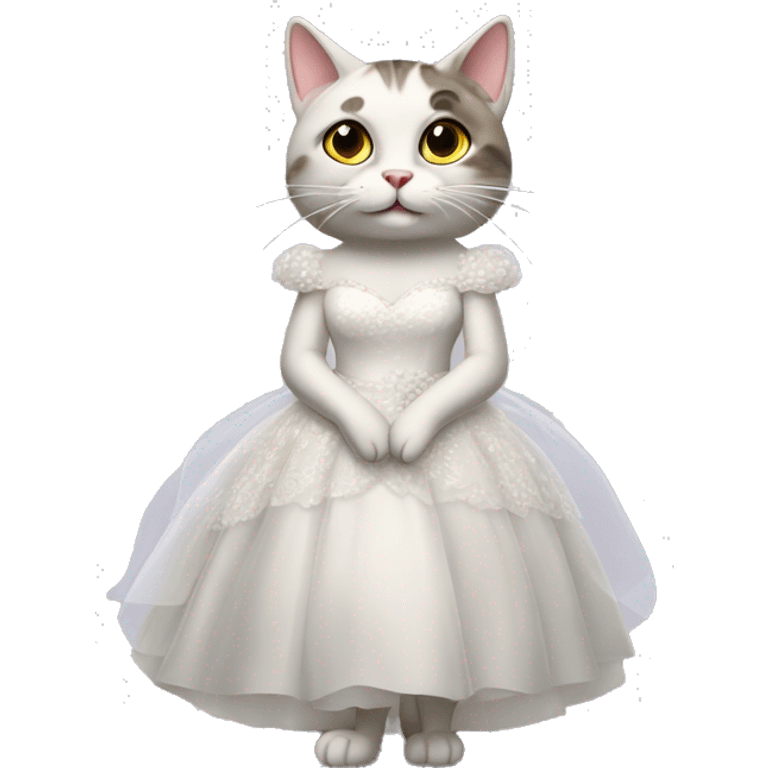 cat standing on two legs in bridal dress with love in eyes emoji