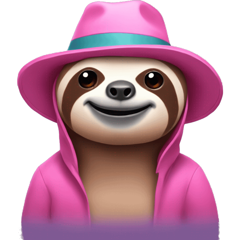 Pink sloth with hat emoji