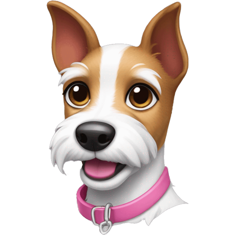  sticker of a mini fox terrier with a pink collar, solid colour fur, inspired by the style of “Lady and the Tramp.” emoji