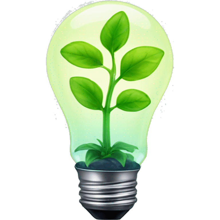 a plant sprout inside a glowing idea lightbulb emoji