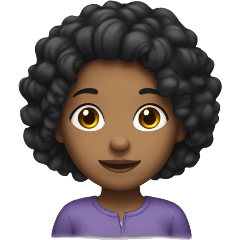 A girl with black curly hair emoji