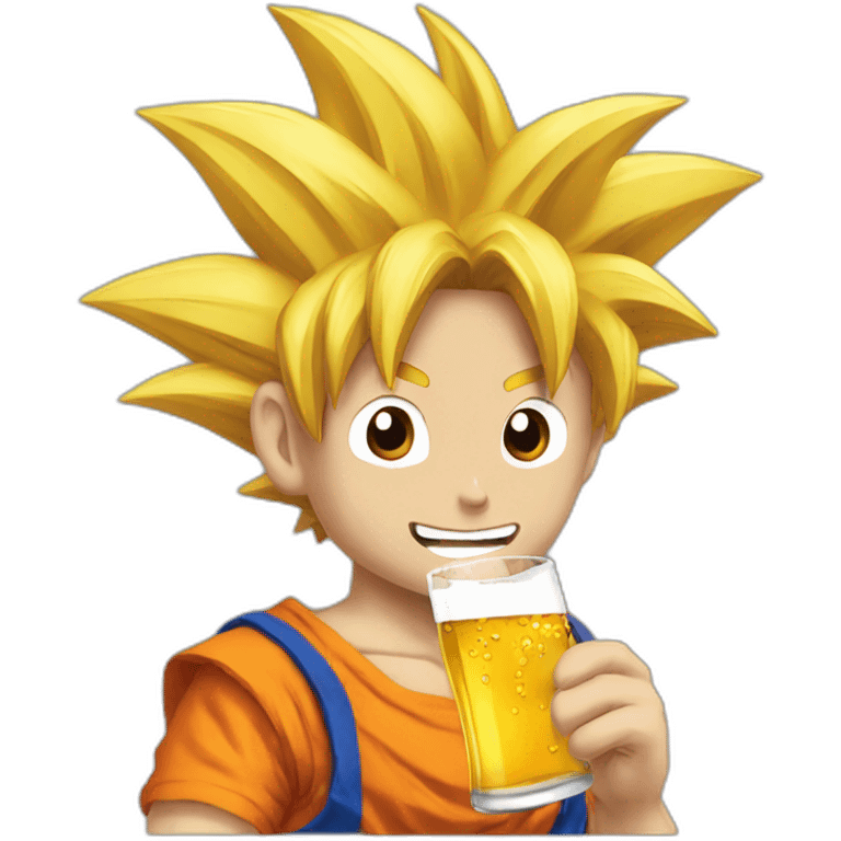 Goku avec une bière emoji