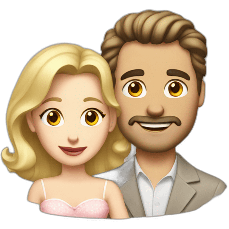 brunette husband and blond wife in 50s emoji