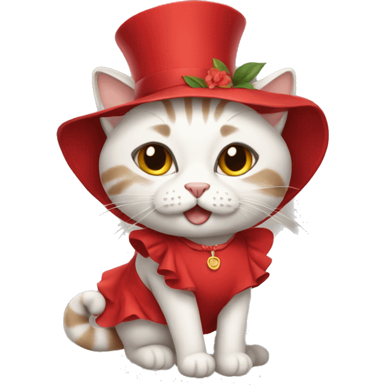 Cat wearing a red dress emoji