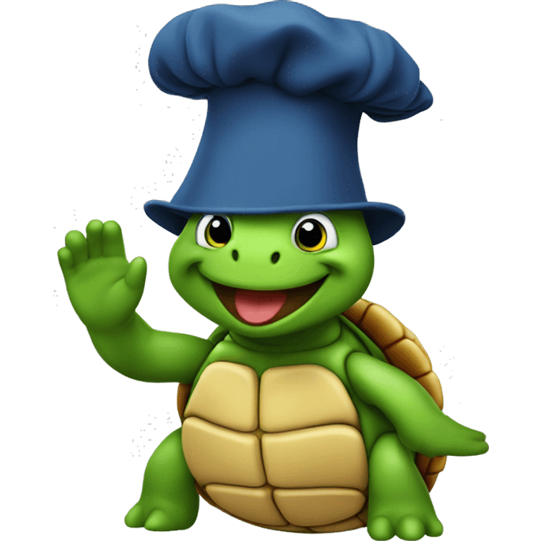 Saluting turtle in chef's hat emoji