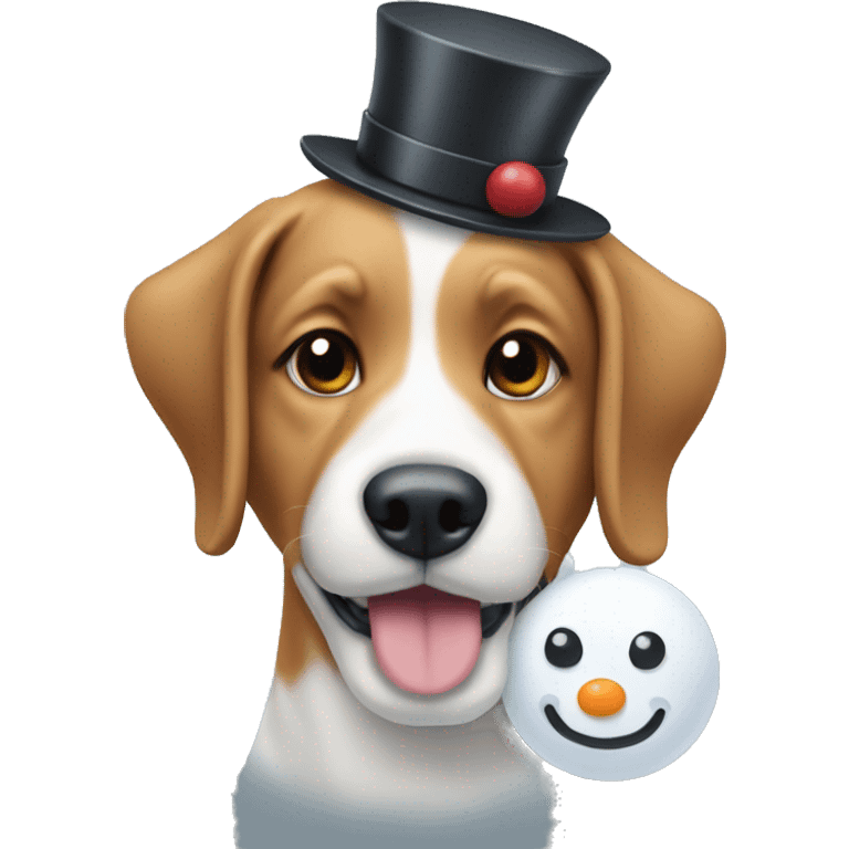 Dog with snowman emoji