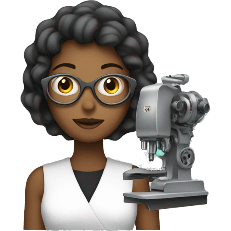 Women with a machine emoji