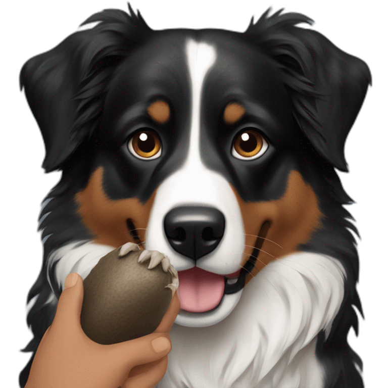 black australian shepard holding a beaver in his paws emoji