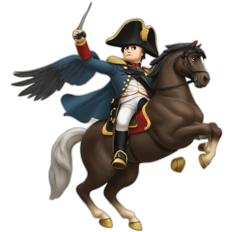 serious angry napoleon on horse hold golden eagle emoji