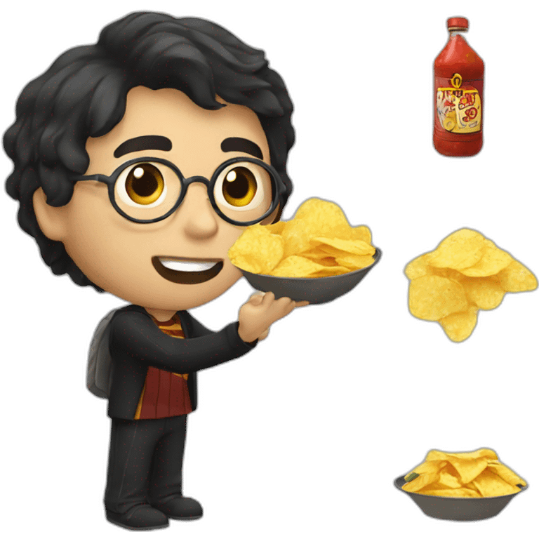 Harry potter eating chips and salsa emoji