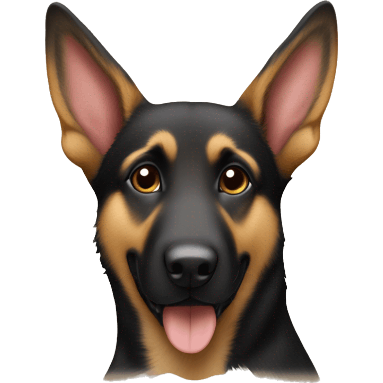 Black and tan German Shepard mix with one bent ear emoji