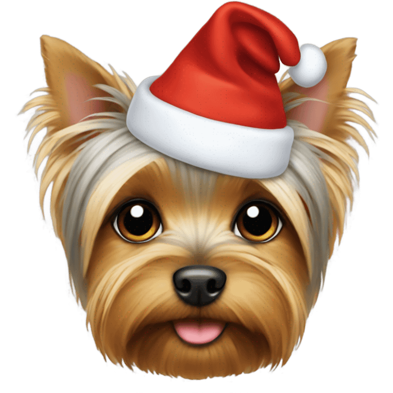 Yorkshire terrier Christmas hat  emoji