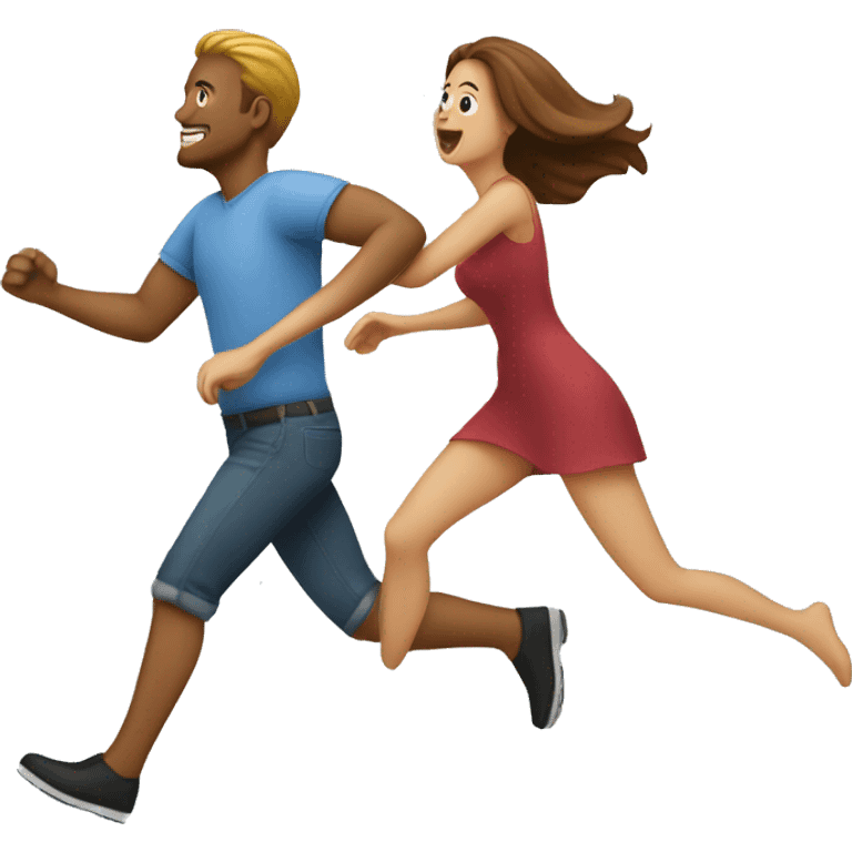 Woman chasing man  emoji