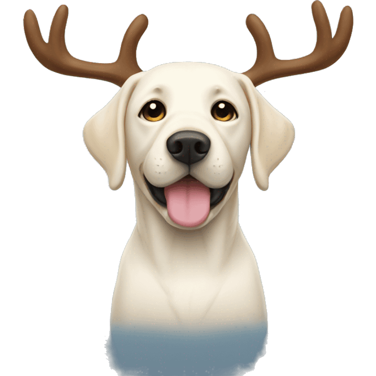 White Labrador wearing antlers dark blue emoji