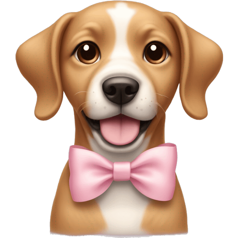 Cute light brown dog with a light pink bow on her head emoji