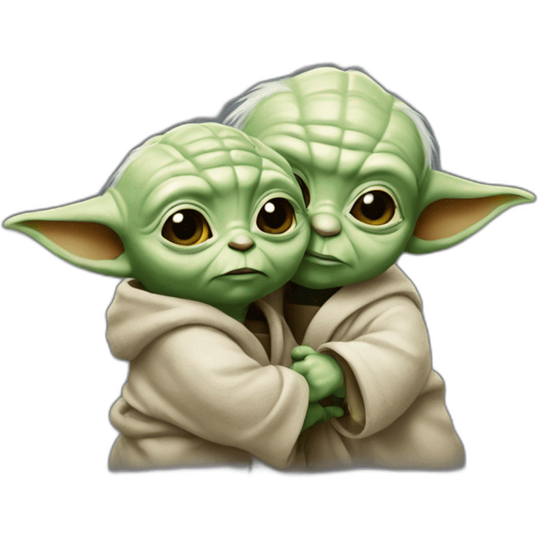 Deux bébés Yoda câlin emoji