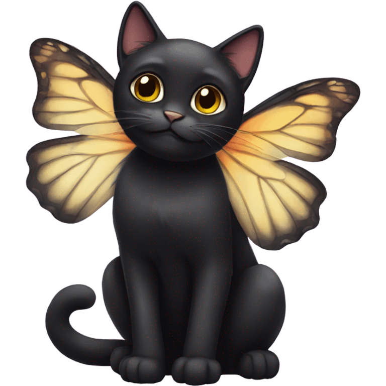 Black cat with butterfly wings emoji