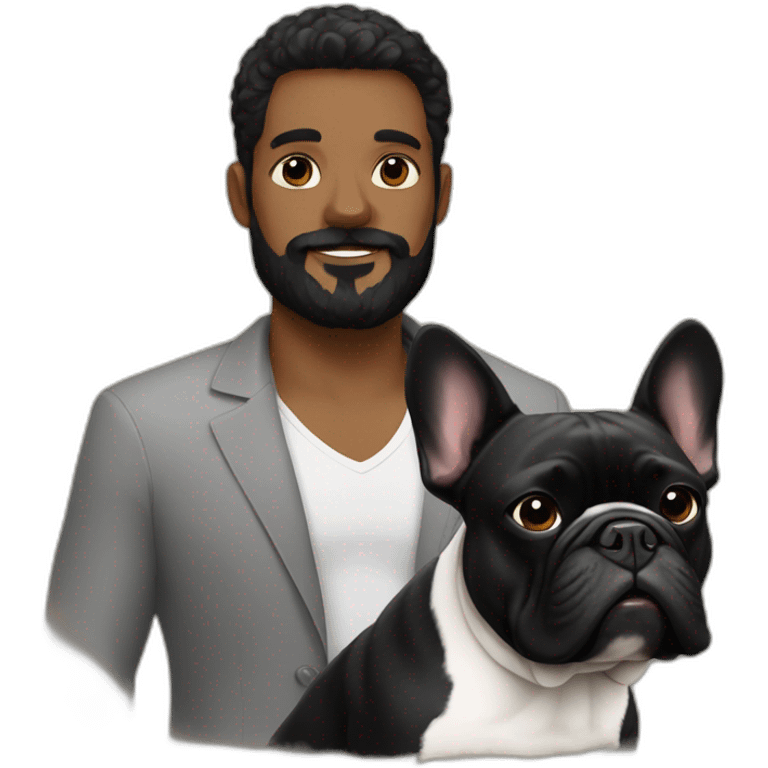 black french bulldog with a man who has a big black beard emoji