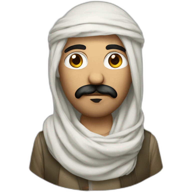 A person wearing only a shemagh and mustache emoji