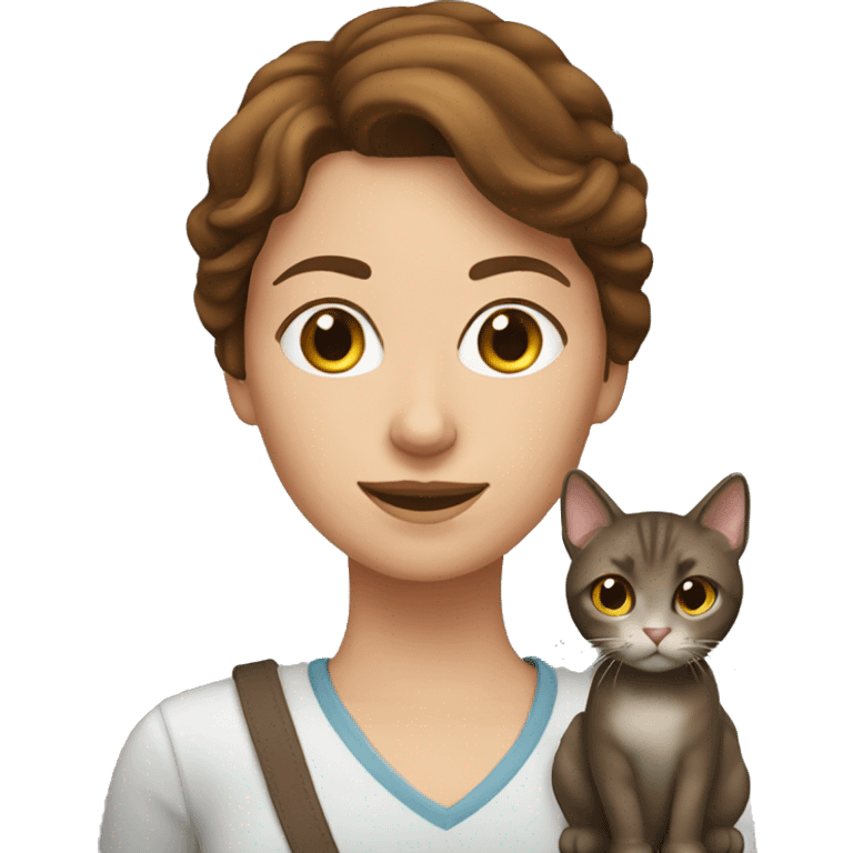 lady with brown hair with cat emoji