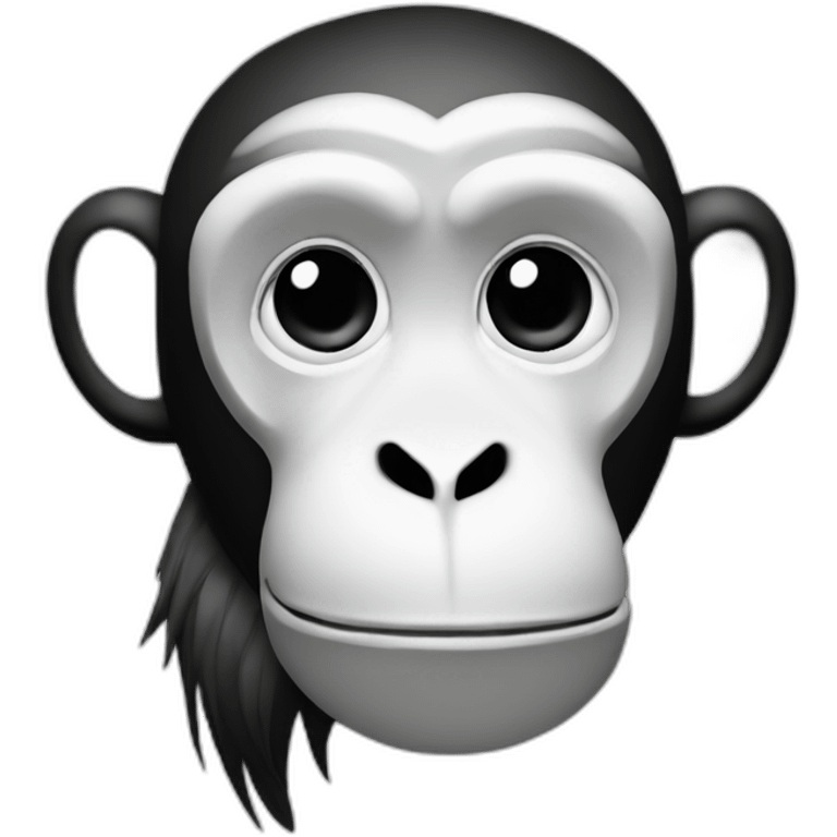 M letter with a monkey's head Black and white emoji