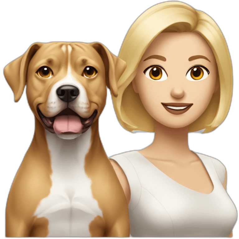 Blond lady with shoulder length bob haircut and a Pitbull dog emoji