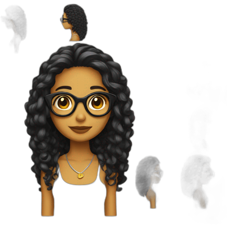 Chica lentes pelo negro emoji