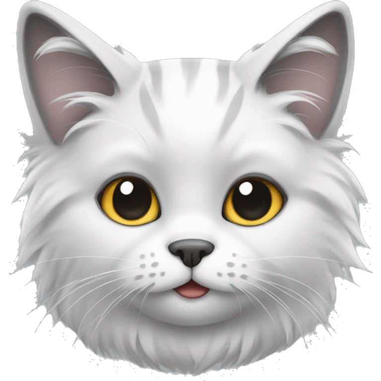 fluffy white and grey cat sitting emoji