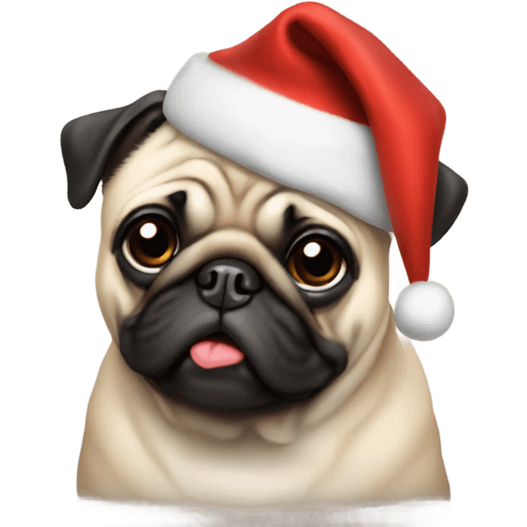 Pug with Santa hat on emoji