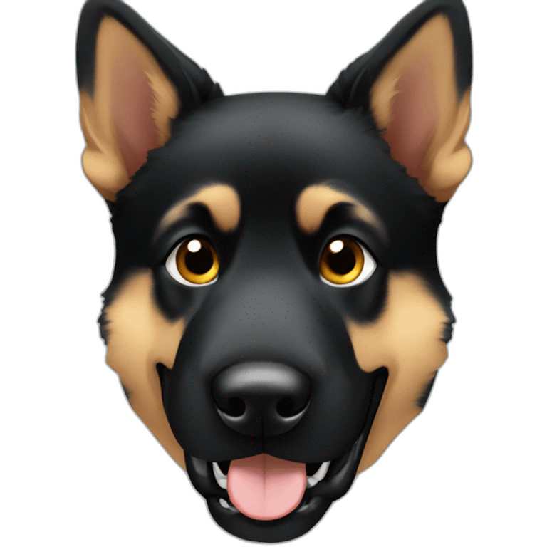 German shepherd big head very small eyes black fur emoji