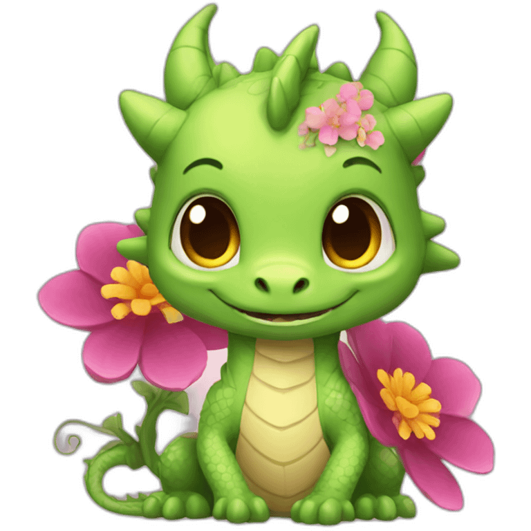 dragon cute FLOWER emoji